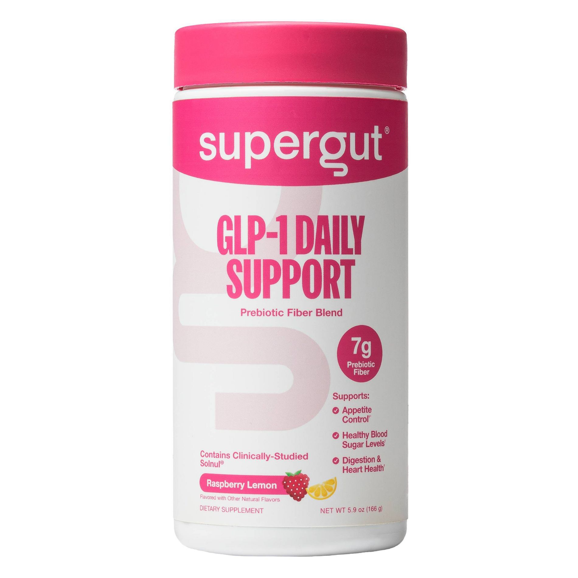 Supergut GLP-1 Daily Support Prebiotic Fiber Powder - Raspberry Lemon - 18 servings/5.85oz