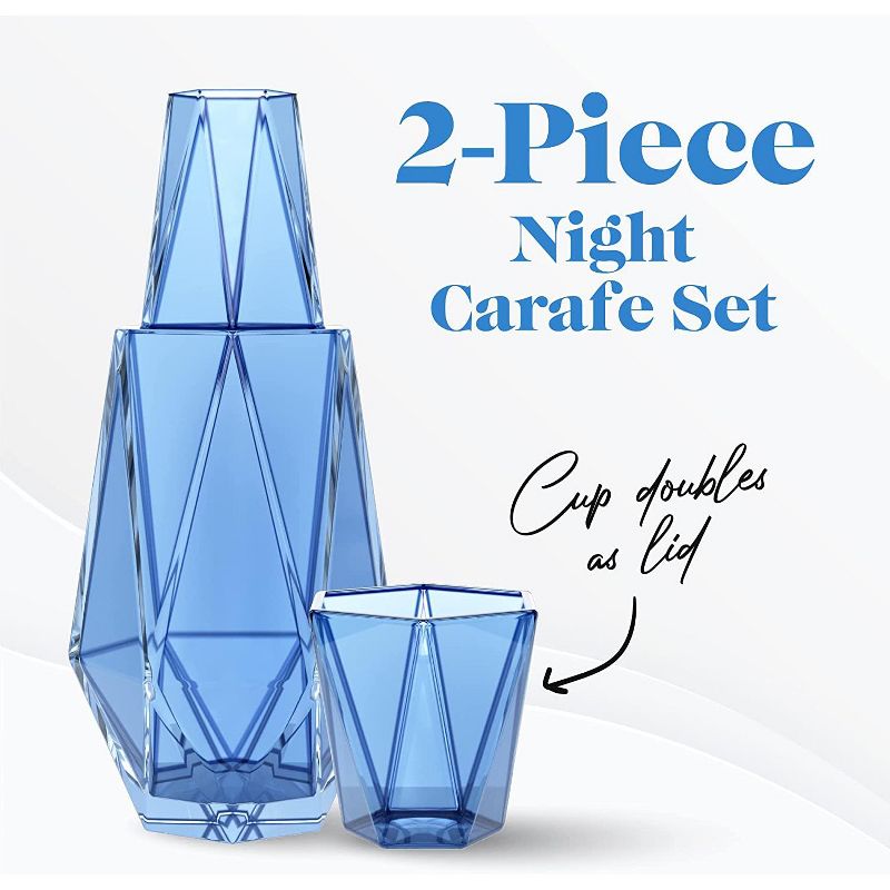 American Atelier Modern Geometric 37oz Bedside Carafe and Tumbler Glass/Lid, 2-Piece Set, 3 of 7