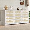 2 Drawer Dresser, Modern Rattan Chest of Drawers, Wood Storage Organizer with Rattan Panel Drawers and Handles, for Nursery, Entryway, Living Room - 2 of 4