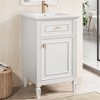 20" Bathroom Vanity with Sink, Freestanding White Cabinet with Ceramic Basin, Tilt-Out Drawer, Adjustable Shelf, Solid Wood Legs - 2 of 4