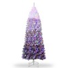 Pre-Lit Snow Flocked Pencil Christmas Tree, Gradient Lights, Foldable Metal Base, Lighted Holiday Decor - 4 of 4