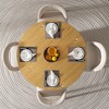 PexFix 46" x 46" Farmhouse Kitchen Dining Room Table Furniture Round Oak Kitchen Table with Rattan Woven Legs for Kitchen Bar Living Room - 4 of 4