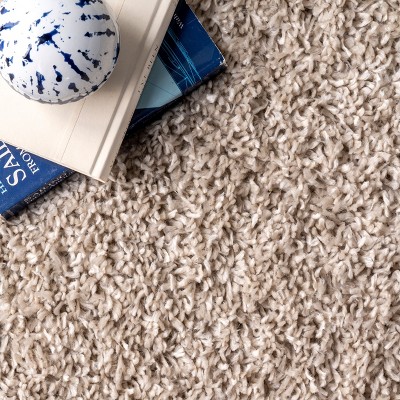 Plush Easy-Care Beige Shag Area Rug 5' x 7'