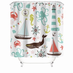 Dolphin Octopus And Boat Shower Curtains for Bathroom Waterproof Fabric Bath Curtain Durable Soft Stylish Bathroom Decor 72x72 Inch - 1 of 1