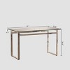 INFURNIC Desks Modern Glass Dining Table with Metal Legs Stylish Contemporary Desk for Living Room, Silver , 51"*27.5"*29.5" - 2 of 4