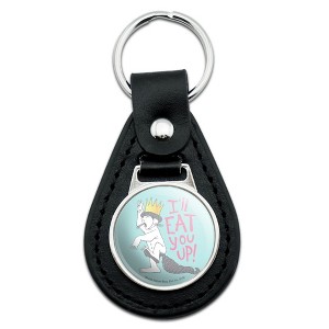 Where The Wild Things Are Eat You Up Black Leather Keychain - 1 of 4