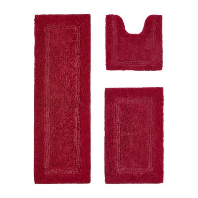 Lux Premium 100% Cotton  Ultra-Soft Tufted Solid Reversible 3 Piece Bath Rug Set, Water-Absorbent, Durable, Machine Washable Bathroom Rug