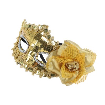 Unique Bargains Floral Sequins Half Face Party Mask 1 Pc