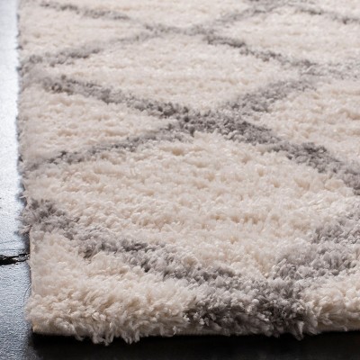 Ivory and Gray Rectangular Shag Rug, 3'3" x 5'3"