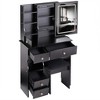50.40"Small Size Left Drawer Desktop Vanity Table + Cushioned Stool, 2 AC+2 USB Power Station, Hair dryer bracket, Black - 3 of 4