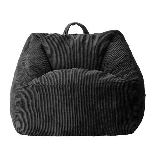 MAXYOYO Bean Bag Chair, Floor Sofa with Handle, Teens Living Room Accent Sofa Chair with Pocket for Gaming Reading Relaxing (Black) - 1 of 4