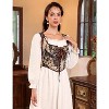 Acekool Women’s Vintage Floral Corset Lace-Up Vest, Vintage Pirate-Inspired Bustier with Embroidered Print - 3 of 4