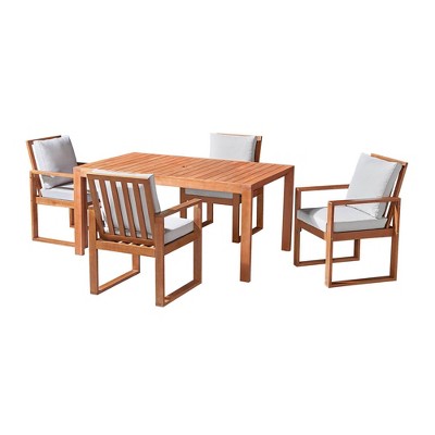 Weston 5pc Eucalyptus Wood Outdoor Dining Set Natural Alaterre Furniture