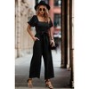 I AM A FASHION JUNKY Square Neck Puff Sleeve Belted Fit Jumpsuit - 2 of 4