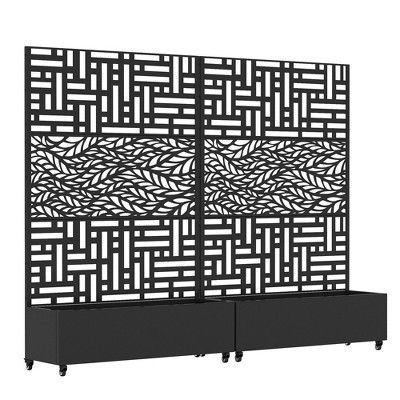 Lirago Iron Arch Mobile Planter Box (2-Piece)-Raised Garden Bed Elevated Planter with Trellis Privacy Screen 38 Gallon Capacity
