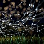 Outdoor Starry Solar String Lights- Solar Powered Cool White Fairy 200 LED Lights with 8 Lighting Modes for Patio, Backyard, Events by Nature Spring