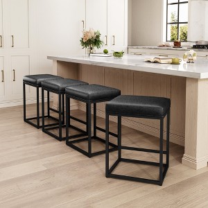 Captiva Designs 24 inch Counter Height Bar Stool with Faux Leather Cushion and Sturdy Metal Frame - 1 of 4