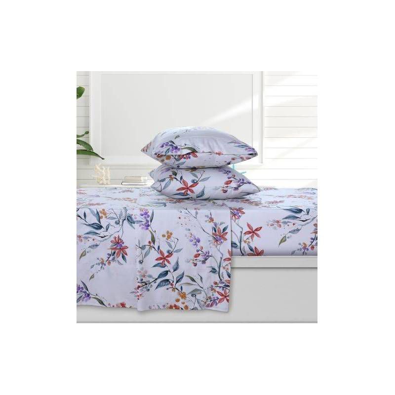 300 Thread Count Organic Cotton Deep Pocket Printed Sheet Set - Azores Home, 1 of 6