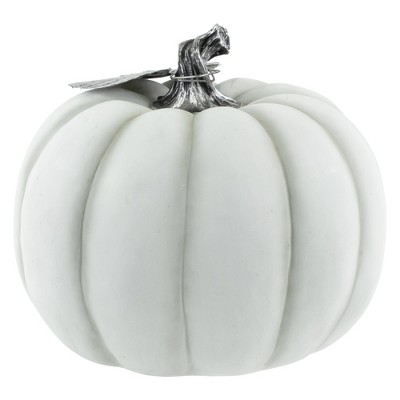 White and Silver Metal Thanksgiving Pumpkin Decoration