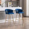 30" Bar Stools Set of 2,Velvet Upholstered Barstools with Chrome Footrest and Golden Leg Kitchen Chairs for Home Bar,Island-Tanpinhause - 3 of 4