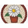 Earth Rugs Flower Power Round Trivet – 10" Retro Floral Print on Braided Natural Jute Table Mat - 2 of 3