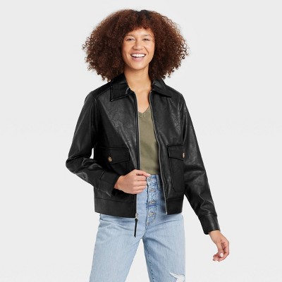 faux women's leather jacket