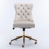 INFURNIC Task and Office Chairs Velvet Upholstered Tufted Button Swivel Chair with Golden Base for Home Office, Beige, 25.5"*19.7"*37.4" - 2 of 4