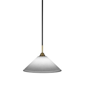 Toltec Lighting Paramount 1 - Light Pendant in  Matte Black/Brass with 16" White Muslin Shade - 1 of 1