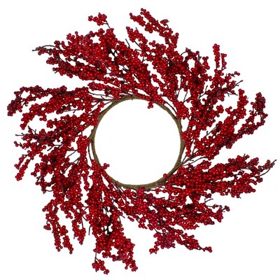 Northlight 22" Red Berries Artificial Christmas Wreath -  Unlit