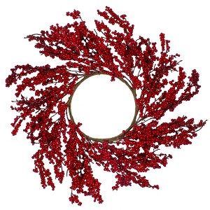 Northlight 22" Red Berries Artificial Christmas Wreath -  Unlit - 1 of 2