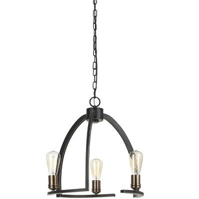 Cal Lighting 60W X 3 Kinder Metal 3 Light Chandelier (Edison Bulbs Not Included)