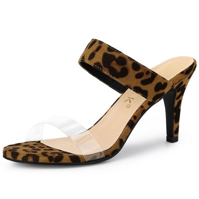 Allegra K Women's Clear Strap Stiletto Heel Slides Sandals
