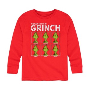Boys' - Dr. Seuss - The Many Moods Of Grinch Long Sleeve Graphic T-Shirt - 1 of 4