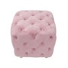 Grungis Modern Square Velvet Upholstered Ottoman, Exquisite Small End Table with Soft Foot Stool, Comfortable Seat for Living Room, Entrance, Pink - 3 of 4