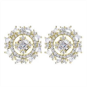 14K Gold and Sterling Silver Shooting Star Stud Earrings with Swarovski Crystals - 1 of 4