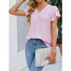 Womens Summer Casual Flutter Short Dressy Sleeve Shirts V Neck Work Blouse Business Tops - 4 of 4