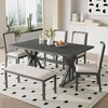 CAVINAS Dining Table Set for 6 Kitchen Table Wood Dining Table Set with Trestle Legs 4 Upholstered Dining Chairs and Bench for Dining Room - 2 of 4