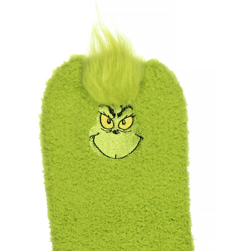 Dr. Seuss The Grinch Socks Always Naughty Plush Slipper Socks For Women or Men Green, 2 of 5