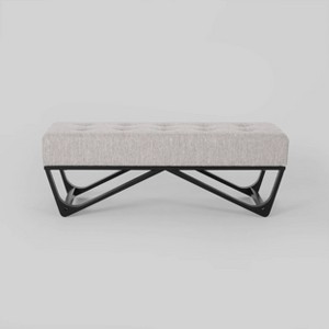 Assisi Contemporary Ottoman Bench Light Gray - Christopher Knight Home: Upholstered MDF, Seats 2, Spot Clean - 1 of 4