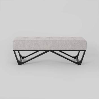 Assisi Contemporary Ottoman Bench Light Gray - Christopher Knight Home