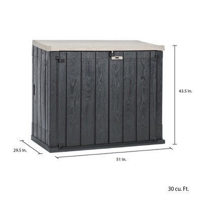 Anthracite Lockable Plastic Outdoor Storage Shed with Wheels