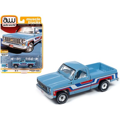 1976 Chevrolet Bonanza C10 Fleetside Pickup Truck "Bicentennial Ed" Skyline Blue Ltd Ed 11020 pcs 1/64 Diecast Autoworld