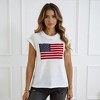 Knit & Lounge Women’s Knit Sleeveless Top American Flag Graphic Crew Neck Rolled Cap Sleeves Sweater - 3 of 4