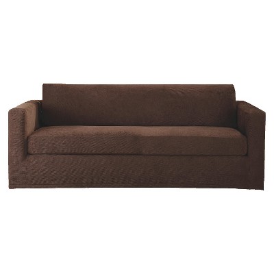 3pc Stretch Pique Sofa Slipcover Chocolate - Sure Fit