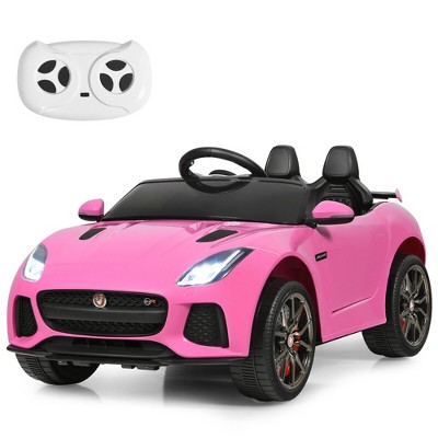 Costway 12V Jaguar F-Type SVR Licensed Kids Ride On Car w/ MP3 & Lights Pink