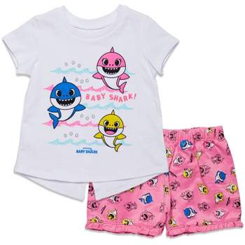 Pinkfong Baby Shark Toddler Girls French Terry Graphic T-Shirt & Shorts Set Pink/White 