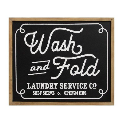 24" x 20" Wash and Fold Laundry Sign Wall DecorBlack/White - Stratton Home Décor