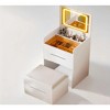 (48CM) 3 in 1 Vanity Desk with Plip Top Mirror,Small Make Up Vanity Set with Visible Glass Desktop,Compact Makeup Vanity with 3 Drawers - 2 of 4