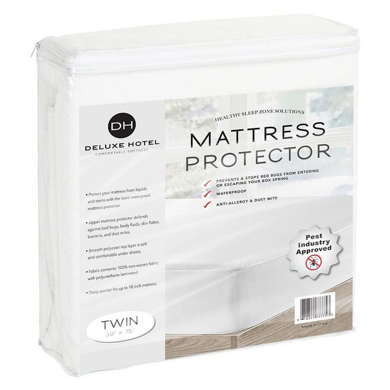 Deluxe Hotel Waterproof Mattress Encasement Protects Against Allergens Bed Bugs And Spills With Zippered Enclosure, 1 of 10