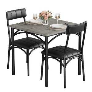 Small Dining Table Set for 2 with Cushion Chairs, 3 Piece Kitchen Table and Upholstered Chairs for Kitchen Apartment Dining Room Small Space - 1 of 4